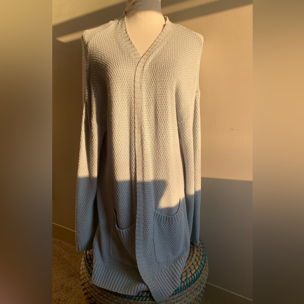 Powder Blue Open-Front Knit Cardigan Sweater M